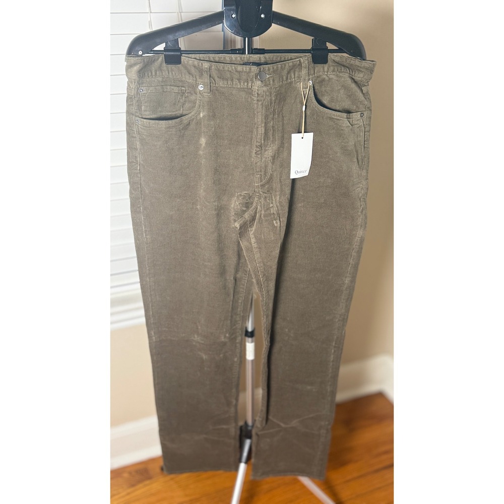 Quince Organic Stretch Corduroy 5-Pocket Pants Seaweed Green Mens 38x34 NWT
